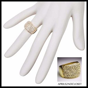 PAVE CRYSTAL GOLD STATEMENT COCKTAIL RING A2C